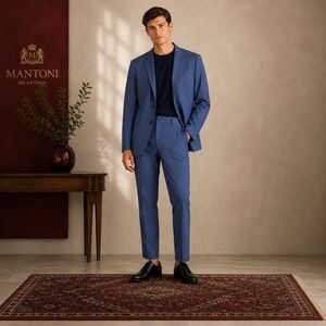 MANTONI Milan Italy Mens Suit Blazer Pants 46L Super 140S 100% Virgin Wool 38x30